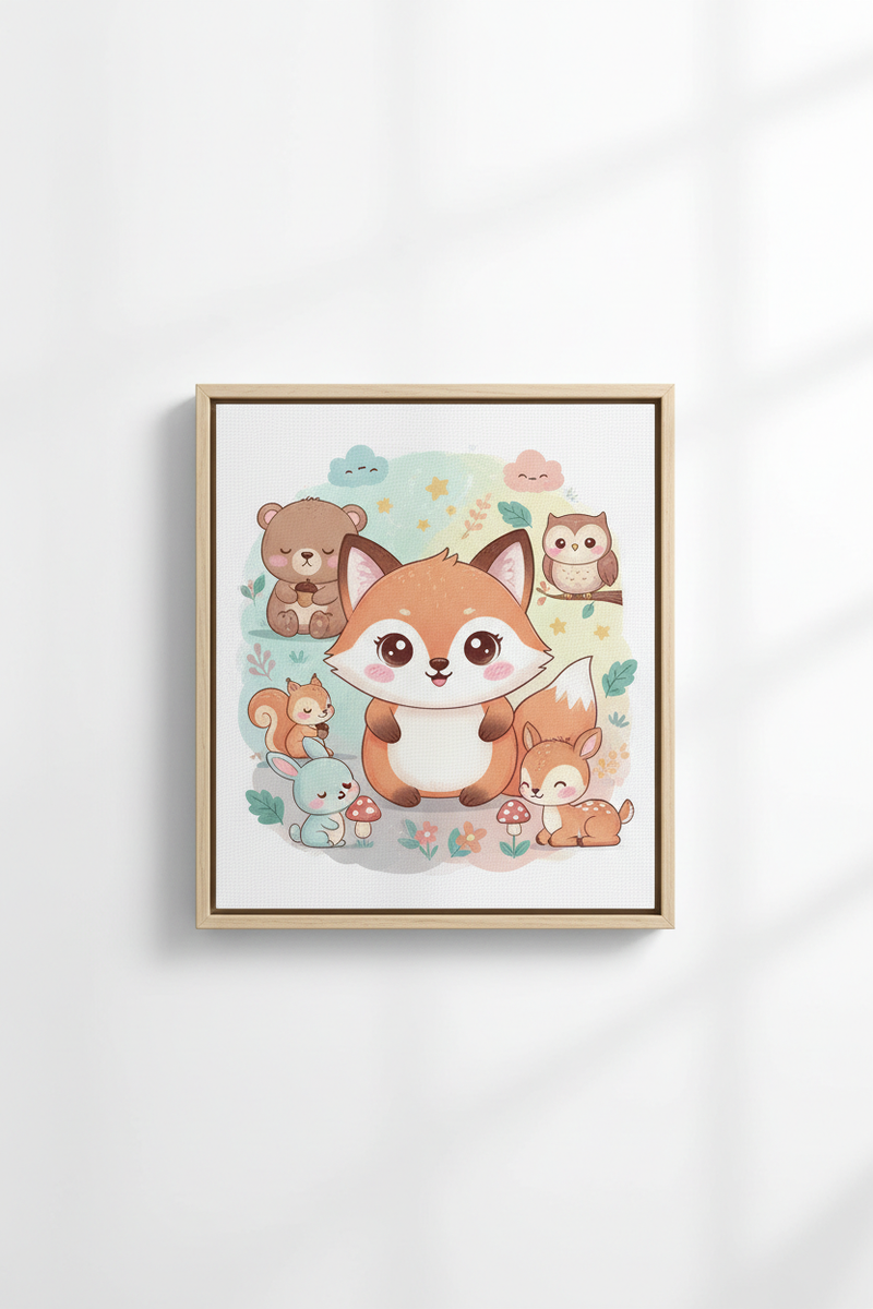 Quadro Infantil Animais Fofos Raposa