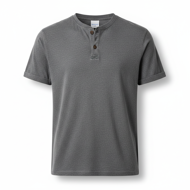 Camiseta Henley Cinza
