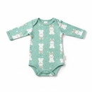 Body Infantil Verde Menta com Coelhos