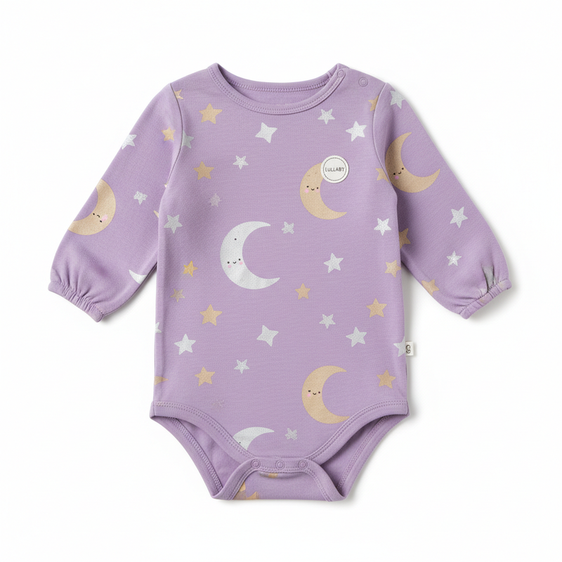 Body Infantil Lavanda com Lua e Estrelas