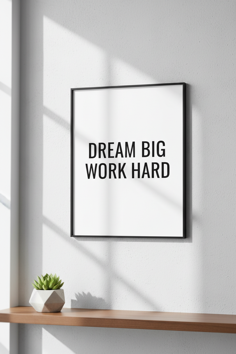 Quadro Motivacional Dream Big Work Hard