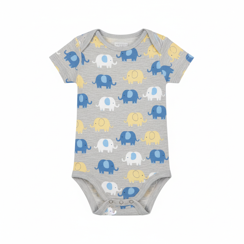 Body Infantil Cinza com Elefantes