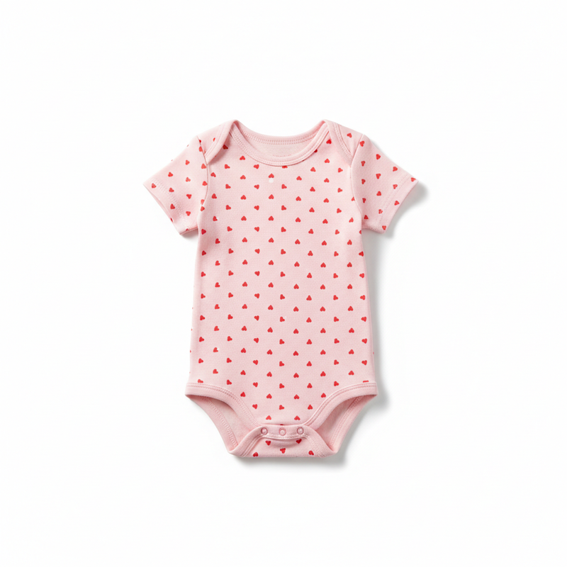 Body Infantil Rosa com Corações